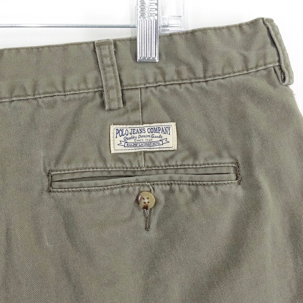 Polo Jeans Co Ralph Lauren Men's Size 40 Pleated Chino Shorts Olive Classic Fit
